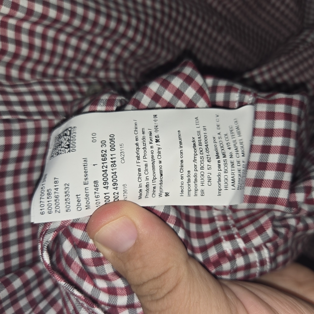 BOSS Hugo Boss Men's "Mark US" Sharp Fit Plaid Long Sleeve Dress Shirt Size M - Picture 5 of 6